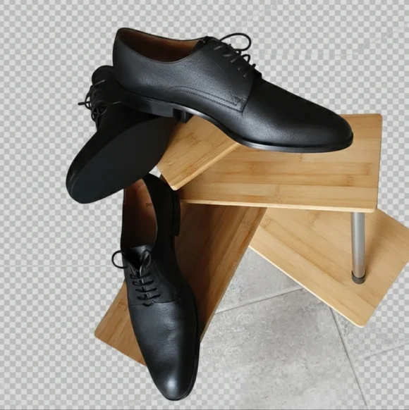 Boss By Hugo Boss Lisbon Men's BlackTextured Leather OxfordShoes Size 12